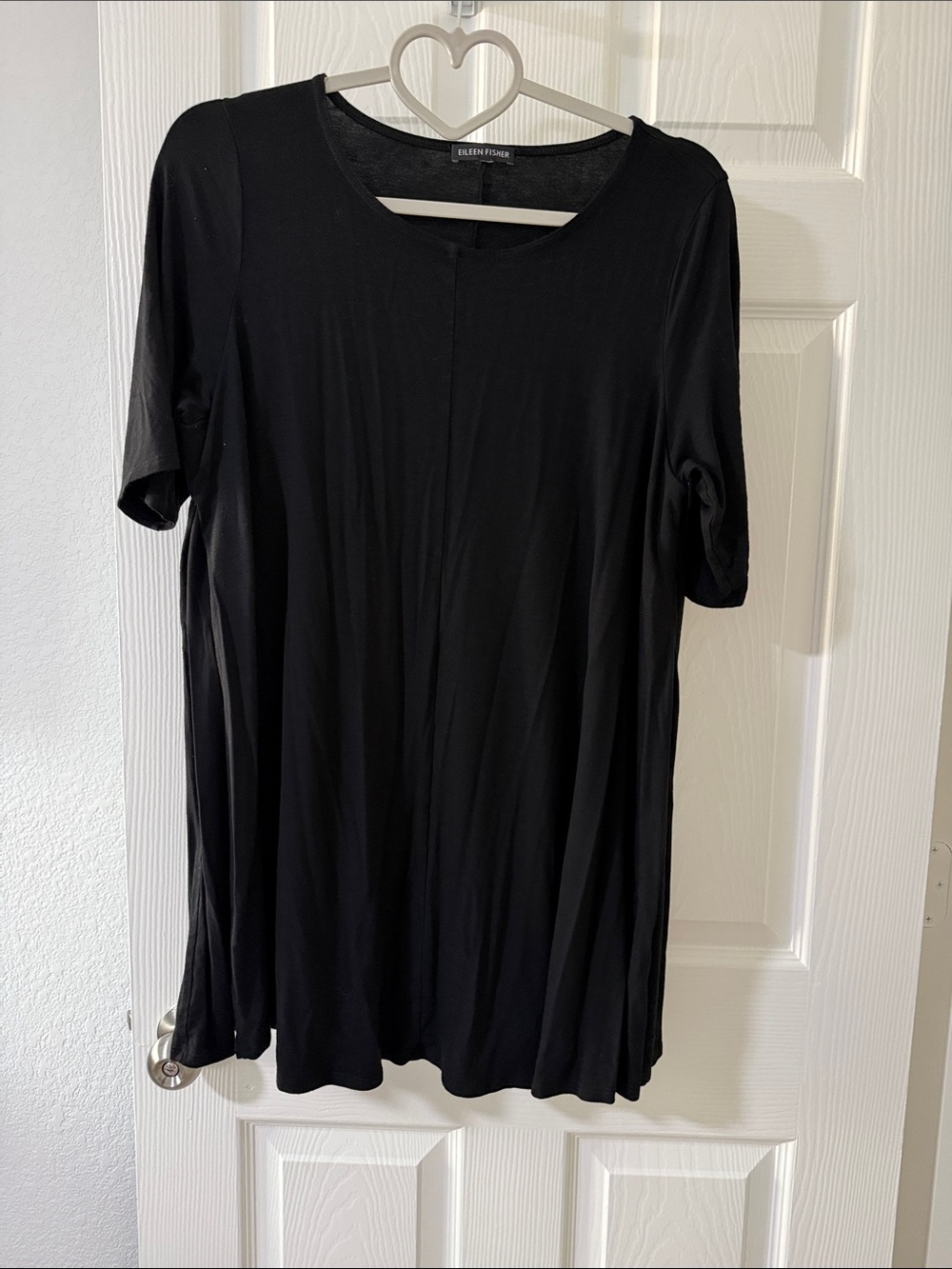 Eileen Fisher Black Short-Sleeve Swing Tunic Dress